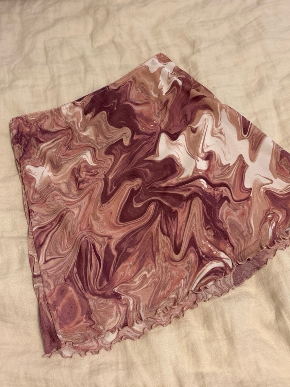 Urban Outfitters Marble-Print Midi Skirt in Mauve and Cream